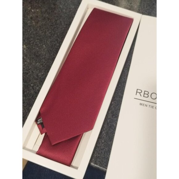 ⚡Men Burgundy Imported Silk Blend Solid Color Formal Stylish Affordable Neck Tie - Picture 6 of 6